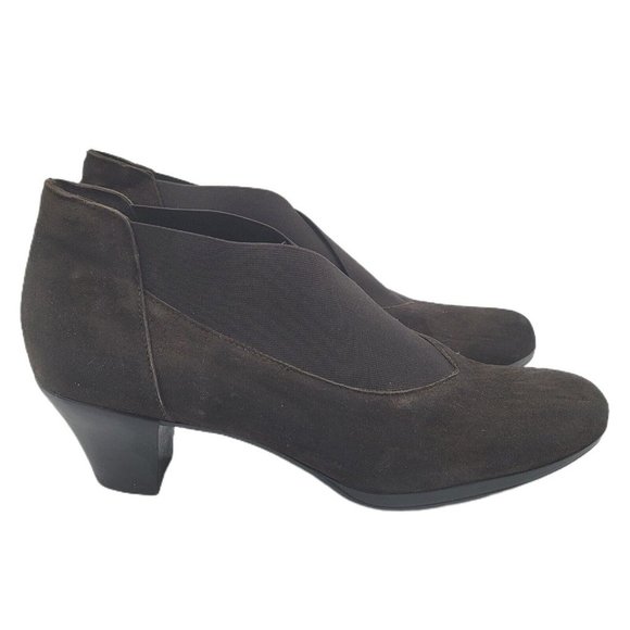 NEW Munro Francee Brown Suede V-Neck Heeled Ankle Bootie Women's Size 10M - Picture 2 of 11
